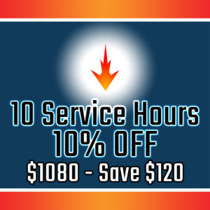 10 Service Hours - 10% Off - $1080 - Save $120
